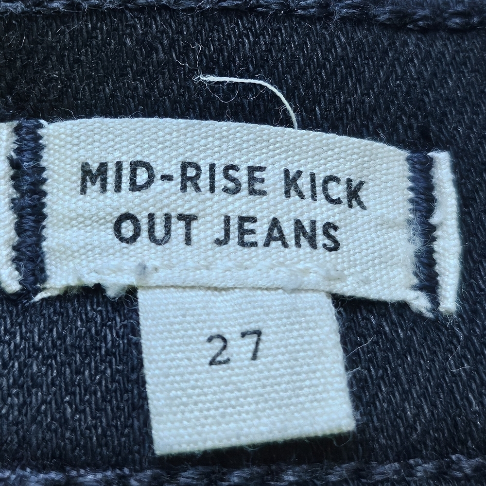 Madewell Mid Rise Kick Out Jeans 27 Black Cropped Bootcut Stretch Denim - Picture 11 of 14